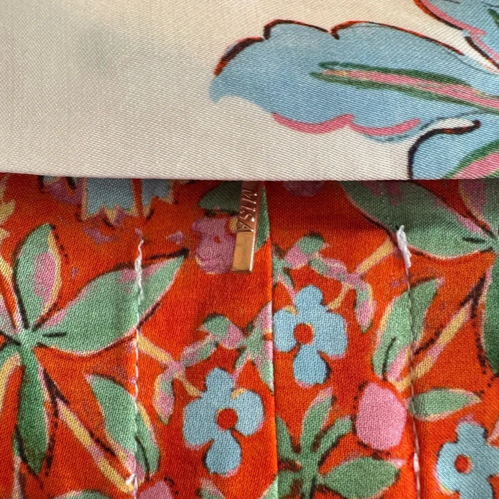 Misa Los Angeles White Floral Button-Up Blouse with Pink, Green & Orange Print - Picture 3 of 6
